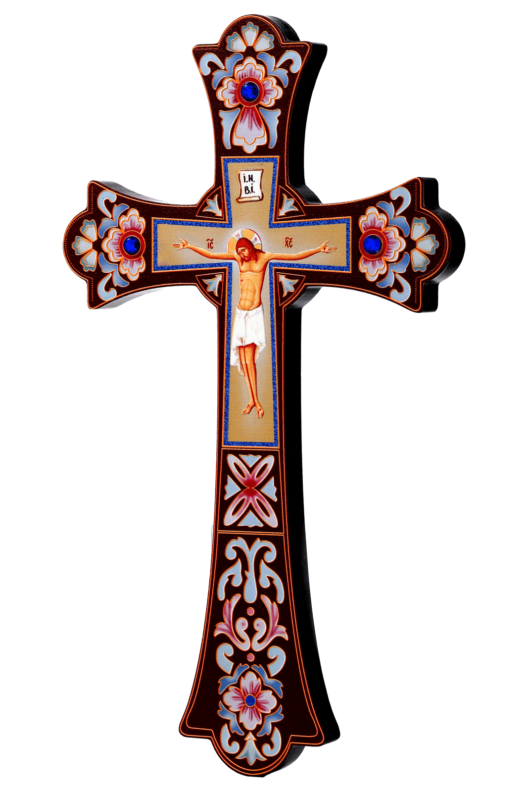 Intricate Wood Crucifix Carving - Orthodox Church & Home Ornament (12 in)