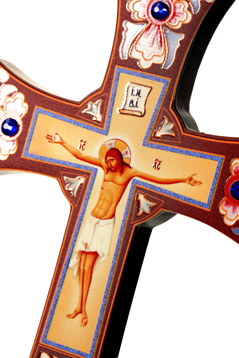 Intricate Wood Crucifix Carving - Orthodox Church & Home Ornament (12 in)