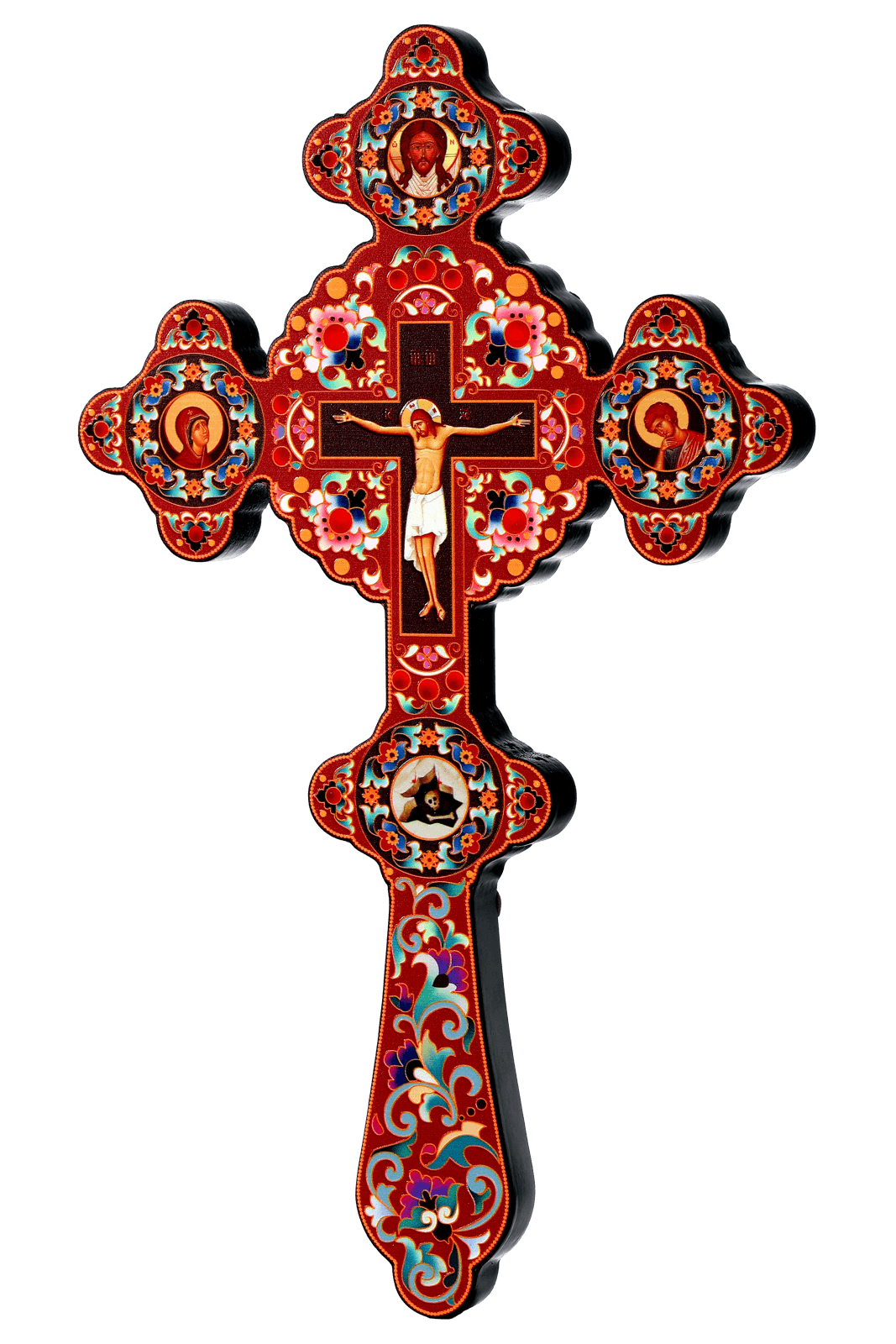 Natural Wood Crucifix Carving - Orthodox Church & Home Ornament (12 in)