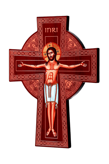 Natural Wood Carved Crucifix Art - Religious Home & Church Ornament (12 in)