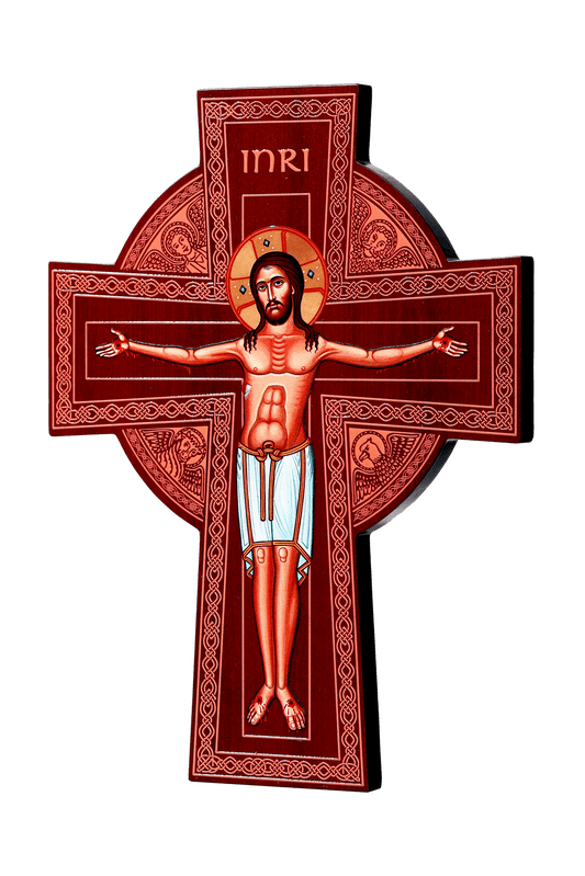 Natural Wood Carved Crucifix Art - Religious Home & Church Ornament (12 in)