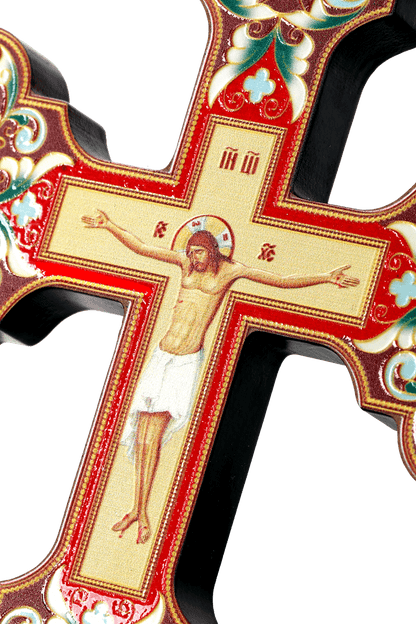 Handmade Wooden Holy Cross Crucifix - Christian & Orthodox Decor (12 in)