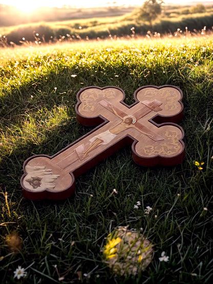 Elegant Handmade Wooden Cross - Christian & Orthodox Church Supply (12 in)